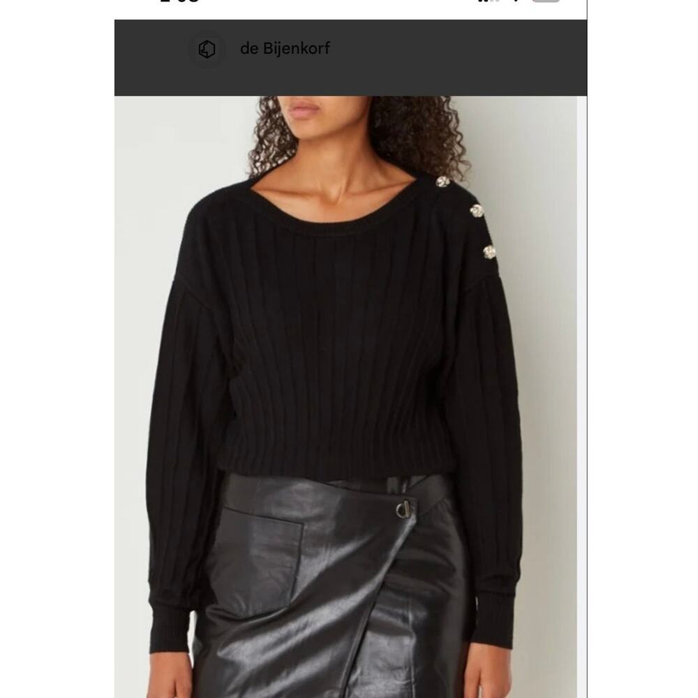 Ba&sh Black Jynx Wool-Blend Sweater Button Detail L/S Wool Blend size XS